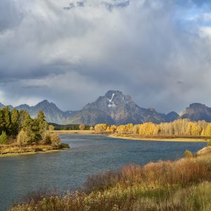 cloudy sunrise on the Oxbow Bend Tetons National Park