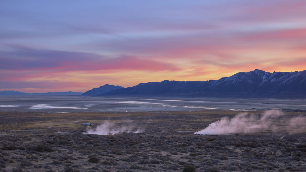 a cold sunrise on the Black Rock Playa, Gerlach, Nevada